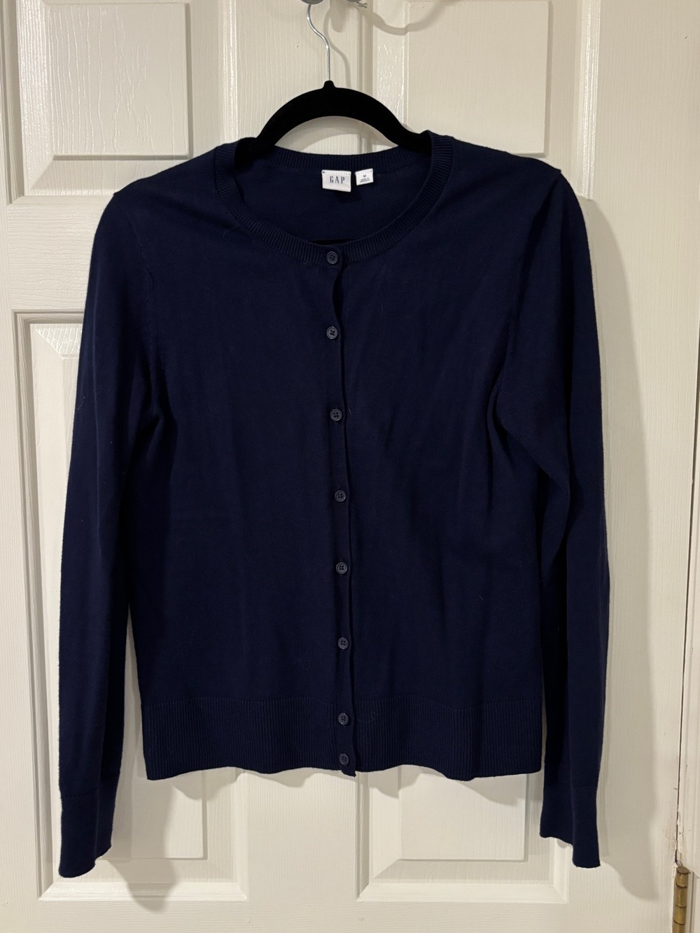 Gap Women's Navy Crewneck Button-Up Cardigan